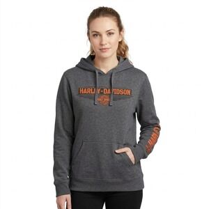 Harley-Davidson Women's Large Charcoal Gray Graphic Pullover Motorcycle Hoodie